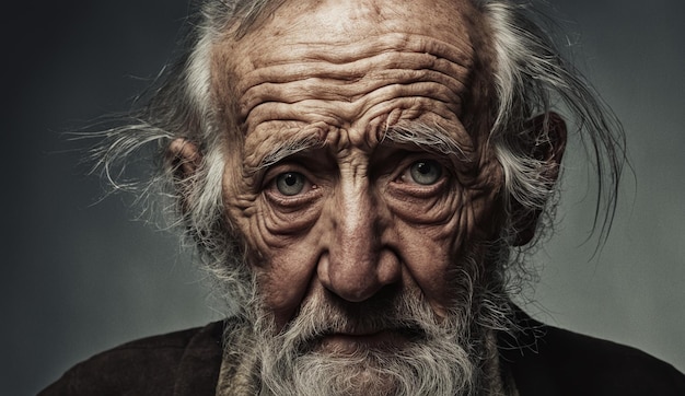 portrait d'un vieil homme âgé en gros plan vieil homme grand-père portrait d'un homme âgé regardant la caméra