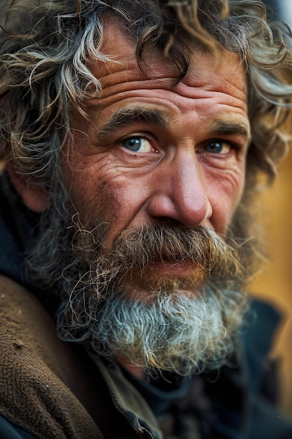 Portrait d'un vieil homme aux longs cheveux gris et à la barbe