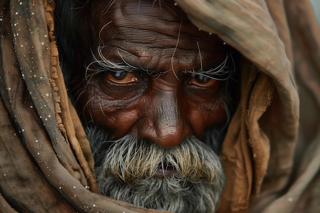 Portrait d'un vieil homme IA générative