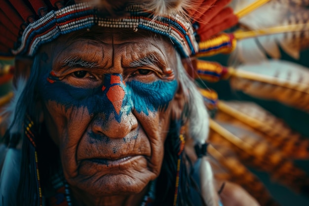 Portrait d'un vieil homme indien nord-américain