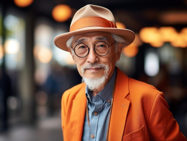 Portrait d'un vieil homme japonais élégant