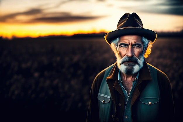 Portrait d'un vieil homme mûr sur le fond générer ai