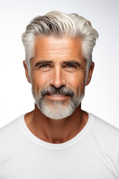 Photo portrait d'un vieil homme portant un t-shirt blanc