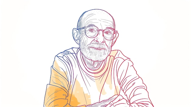 Portrait d'un vieil homme sage avec des lunettes et une barbe Il regarde le spectateur avec une expression réfléchie