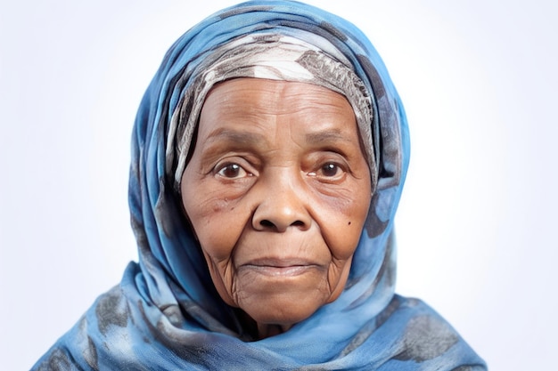 Portrait de vieille dame afro-américaine Belle femme de vieille dame afro-américaine avec une peau fraîche et propre sur fond blanc Soins du visage Traitement du visage Cosmétologie beauté et spa Generative Ai