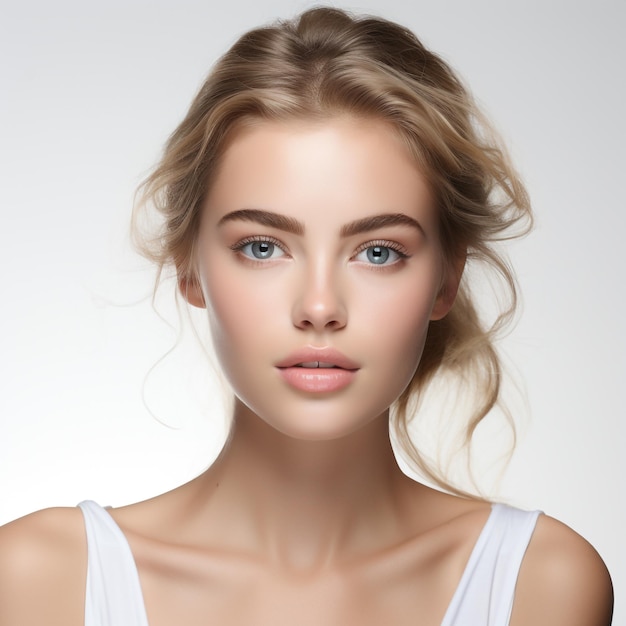 Portrait de visage de beauté de femme Belle mannequin de spa Fille avec une peau parfaite, fraîche et propre générée par l'IA