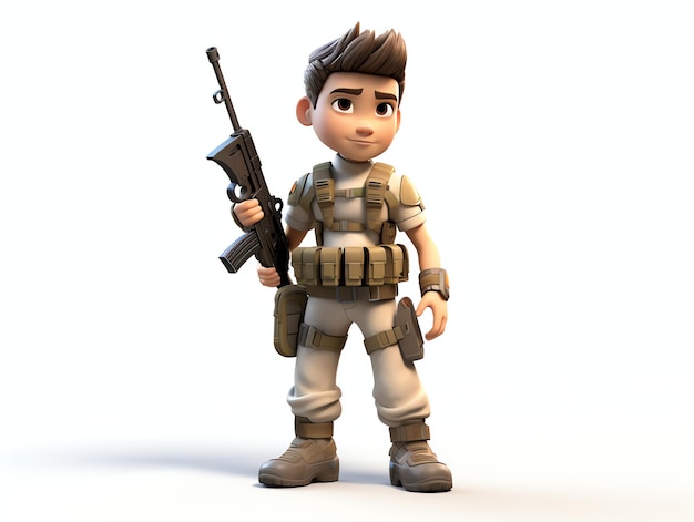 Portraits en 3D de personnages de la jeune armée