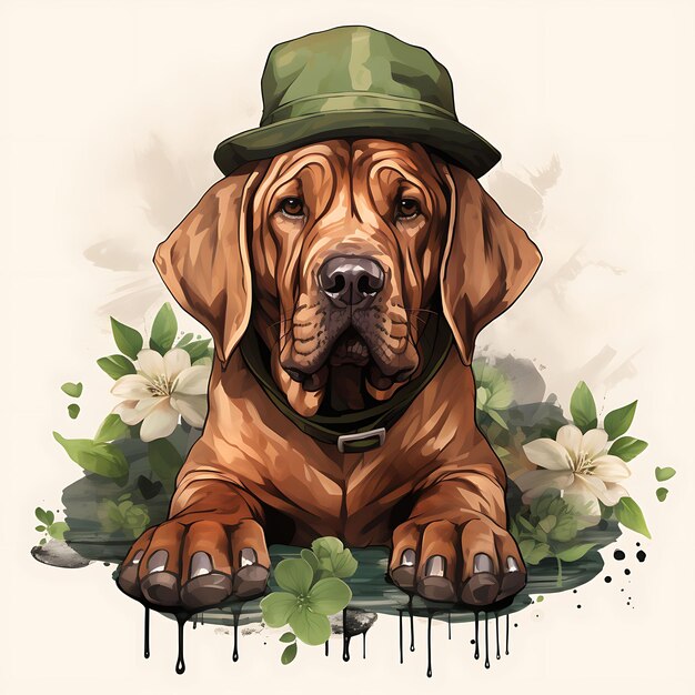 Des portraits d'animaux de compagnie uniques Clipart à l'aquarelle Célébrer la fête de Saint-Patrick avec des animaux de compagnie en costume vert adorable