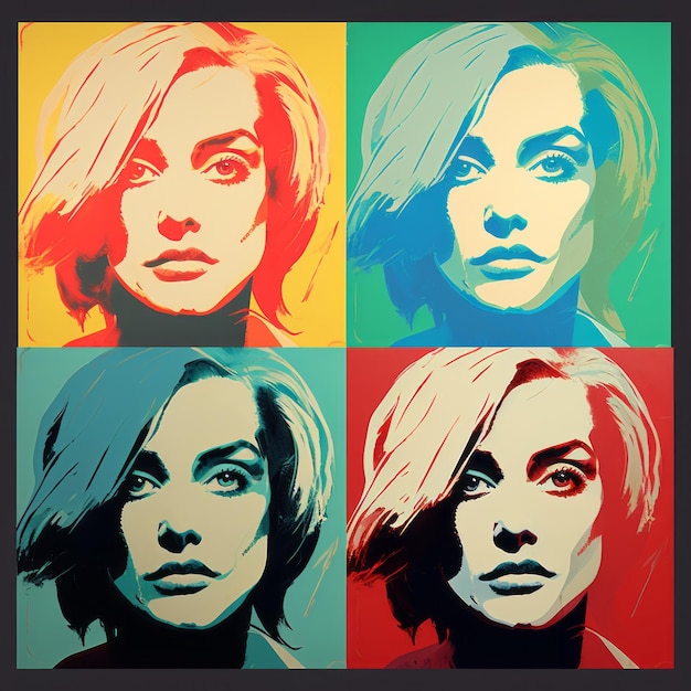 Photo des portraits d'art pop vibrants inspirés par andy warhol des couleurs intenses résolution de 20 mp