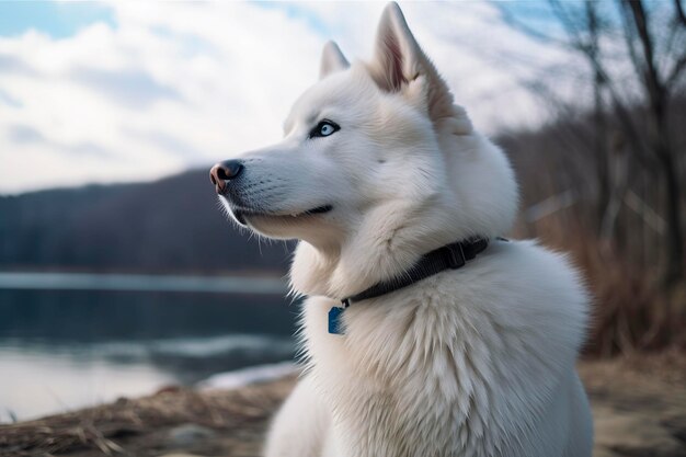 Portraits de chiens blancs Generative AIx9