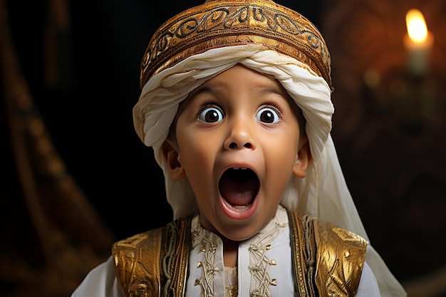 Portraits expressifs et IA générative d39étonnement des garçons omanais