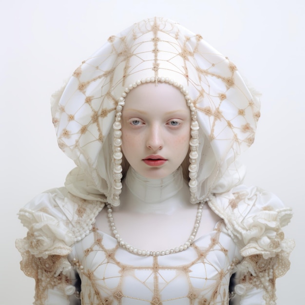 Portraits fantastiques baroques sci-fi renaissance sur fond blanc