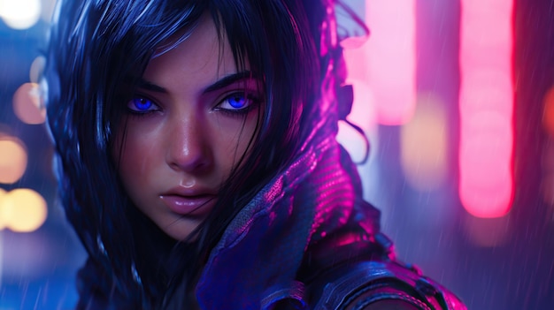 Des portraits de femmes cyberpunk Une femme cyberpunk Une fille d'anime