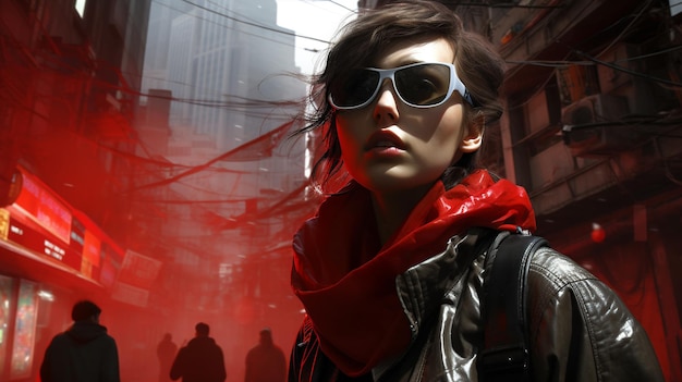 portraits de femmes cyberpunk avec des lunettes élégantes 8K