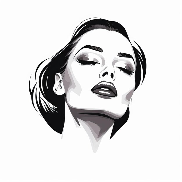 Des portraits glamour d'Hollywood d'une femme en noir et blanc avec une illustration vectorielle