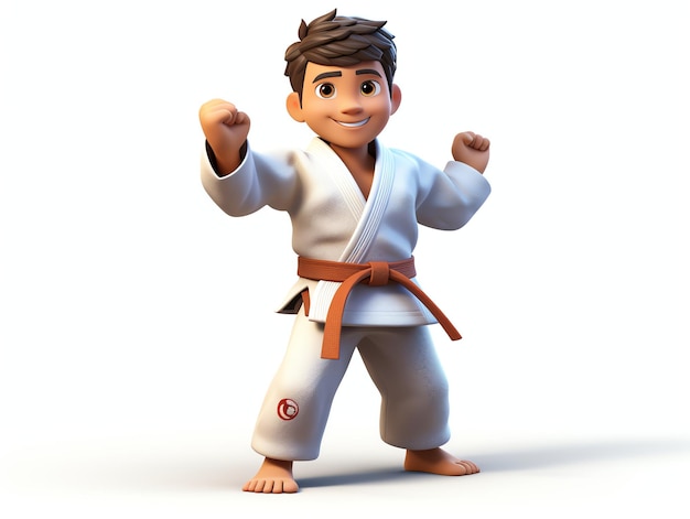 Portraits de personnages 3D athlète judo