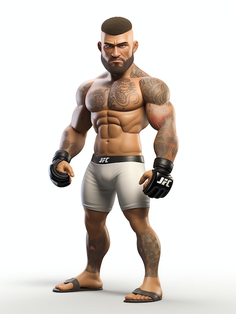 Portraits de personnages 3D du jeune athlète mma ufc