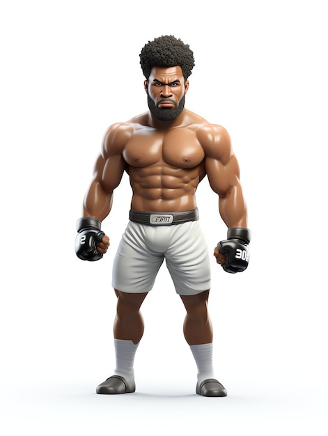 Portraits de personnages 3D du jeune athlète mma ufc