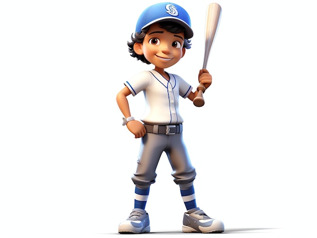 Portraits de personnages 3D de jeunes athlètes de baseball