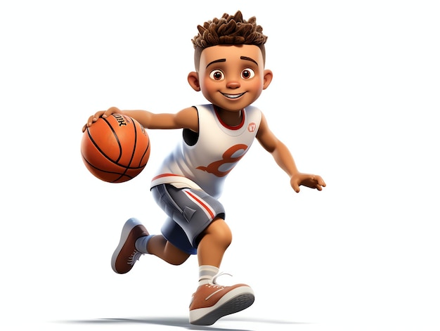 Portraits de personnages 3D de jeunes athlètes de basket-ball