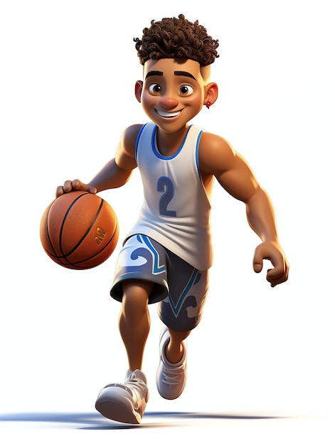 Portraits de personnages 3D de jeunes athlètes de basket-ball