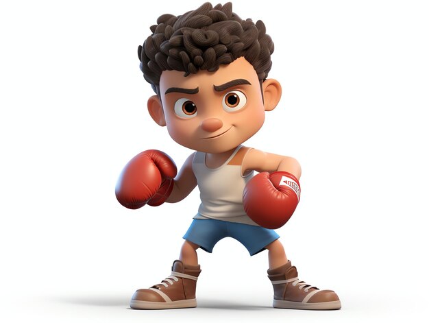 Portraits de personnages en 3D de jeunes athlètes de boxe