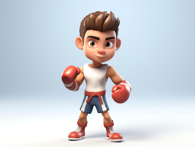 Portraits de personnages en 3D de jeunes athlètes de boxe