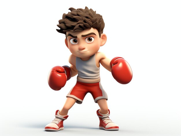 Portraits de personnages en 3D de jeunes athlètes de boxe