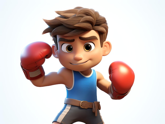 Portraits de personnages en 3D de jeunes athlètes de boxe