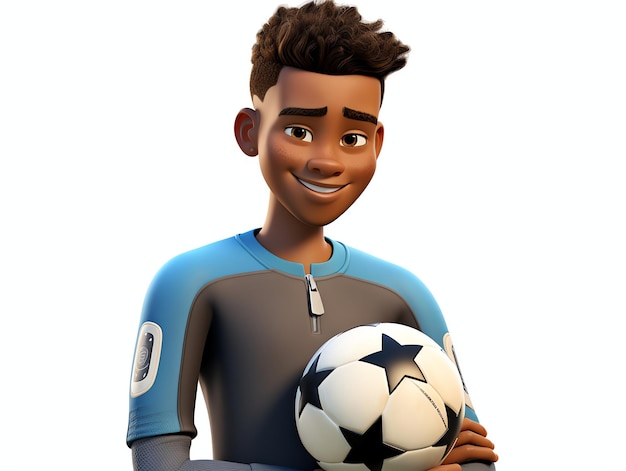 Photo portraits de personnages 3d de jeunes athlètes de football