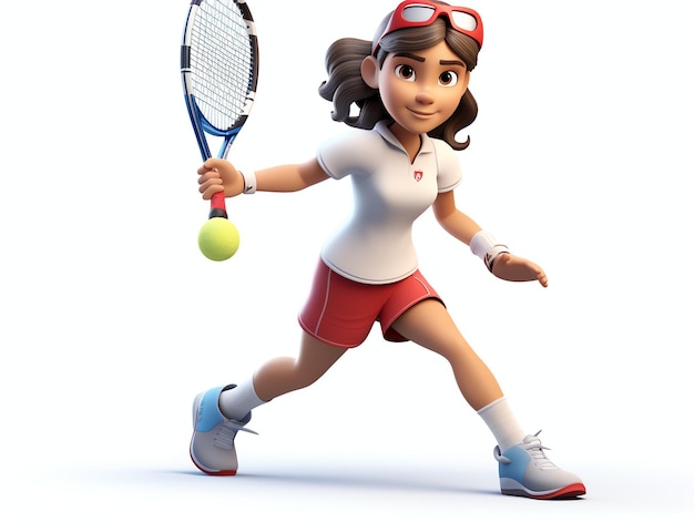 Portraits de personnages 3D de jeunes athlètes de tennis