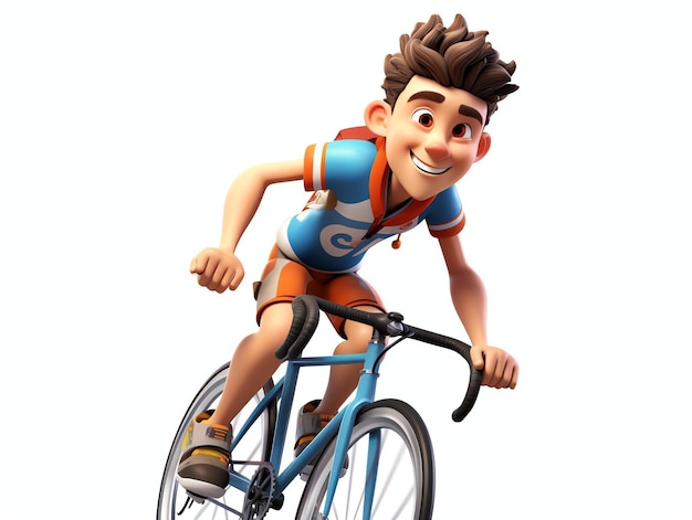 Portraits de personnages en 3D de jeunes athlètes à vélo