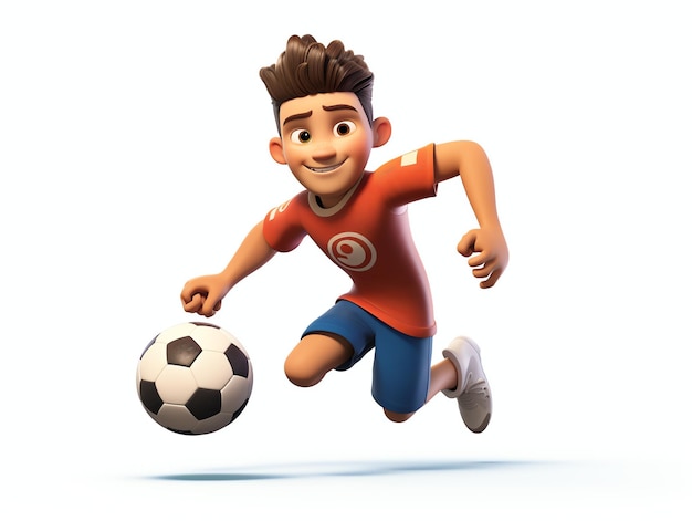 Portraits de personnages 3d Pixar de football de jeunes athlètes