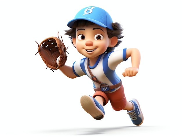 Portraits de personnages 3d Pixar de jeune athlète de baseball