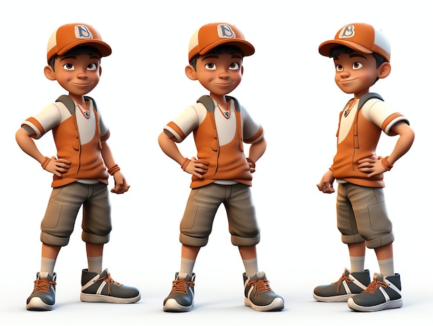 Portraits de personnages 3d Pixar de jeunes baseball