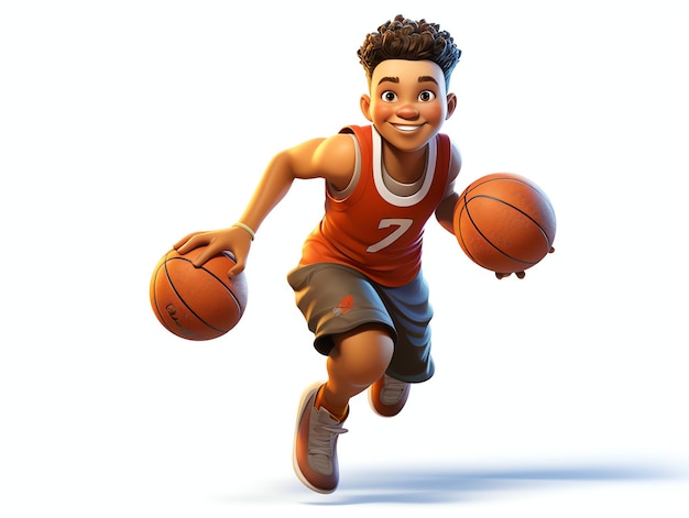 Portraits de personnages 3d Pixar de jeunes basketteurs