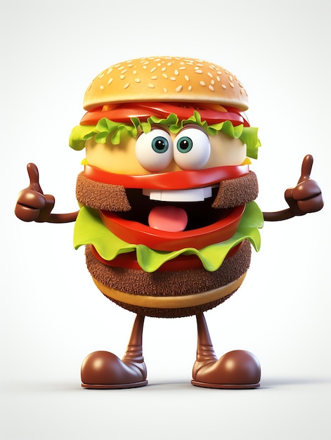 Photo portraits de personnages pixar 3d de hamburgers