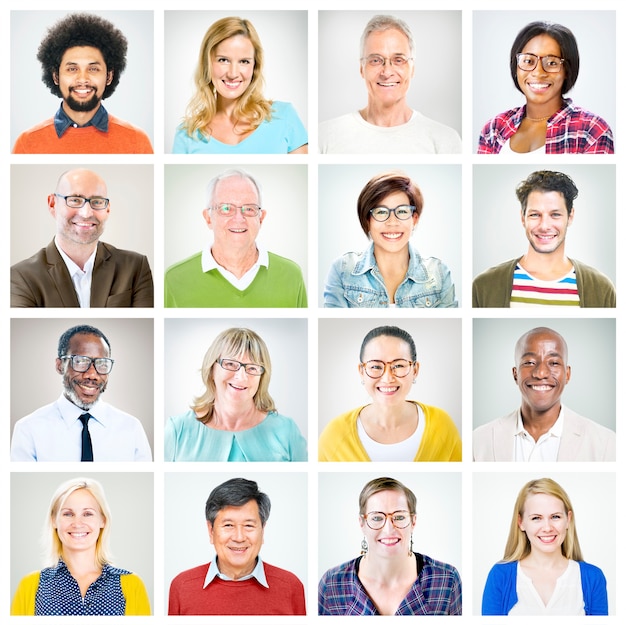 Photo portraits de personnes multiethniques et colorées