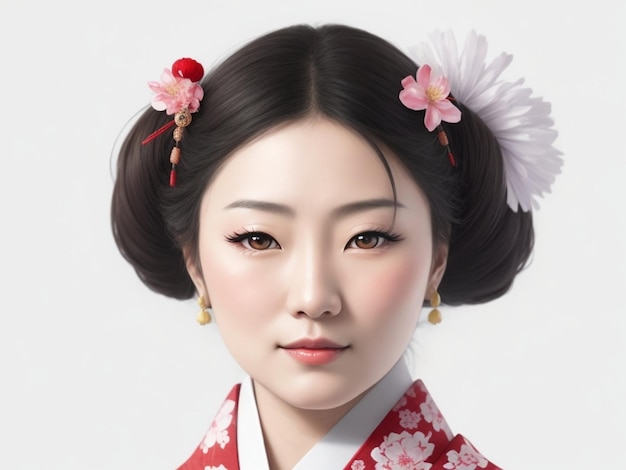 Photo des portraits réalistes de belles femmes japonaises avec leurs robes traditionnelles