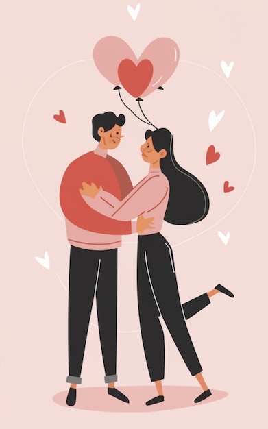 Une pose d'amour romantique pour un couple le jour de la Saint-Valentin par l'IA