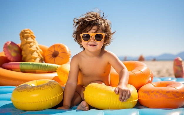 Les poses des enfants en maillot de bain