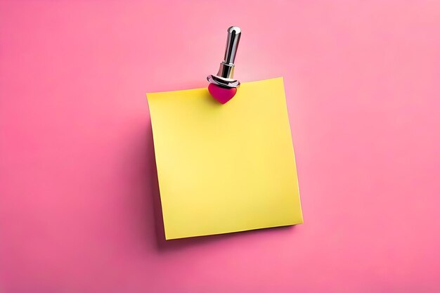 Un post-it jaune avec un clip attaché