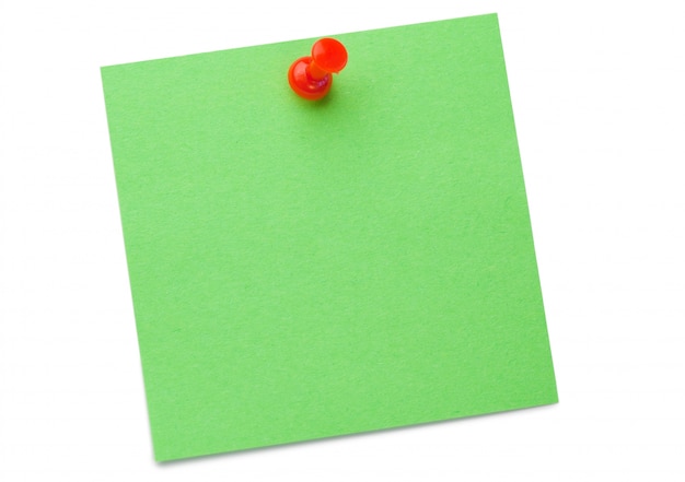 Photo post-it vert avec goupille de dessin