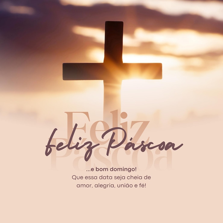 Photo post pour instagram feliz pascoa elegante bege 1 (félicité de pâques est élégante)
