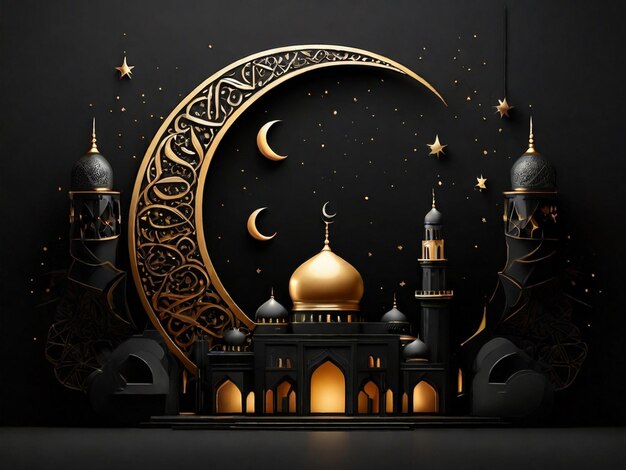 Le post de Ramadan Mubarak sur fond noir