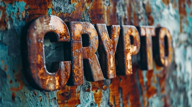 Photo poste d'art conceptuel de la crypto-monnaie en patine de cuivre