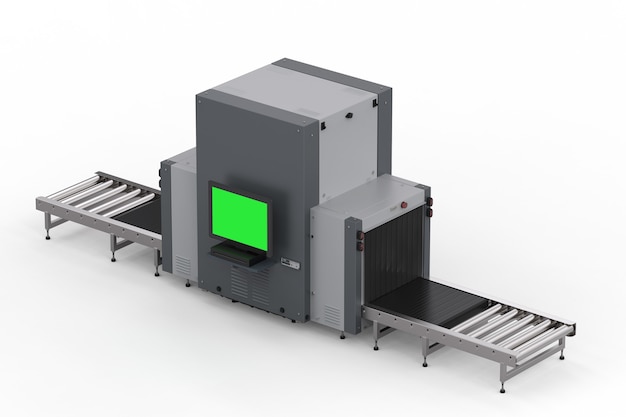 Poste de contrôle de sécurité de l'aéroport avec scanner