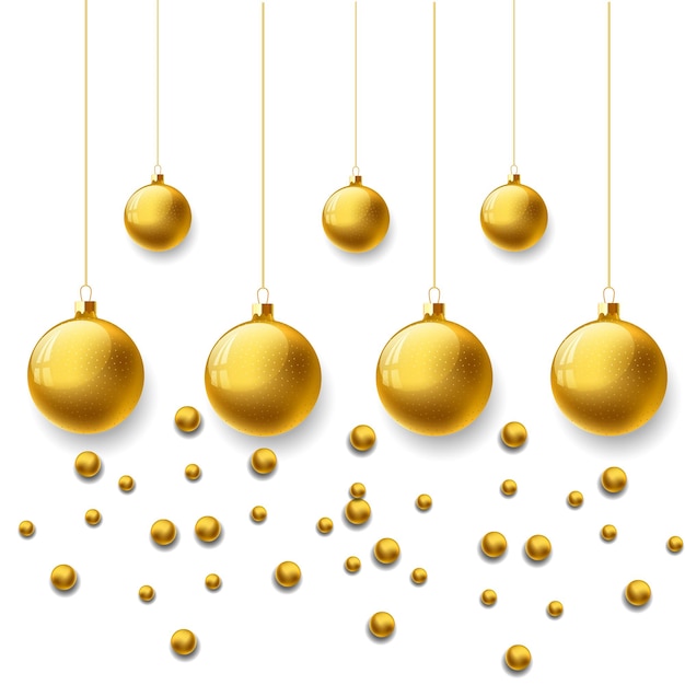Poste de félicitations de Noël avec décoration d'ornement de Noël flocons de neige blanc et boule dorée