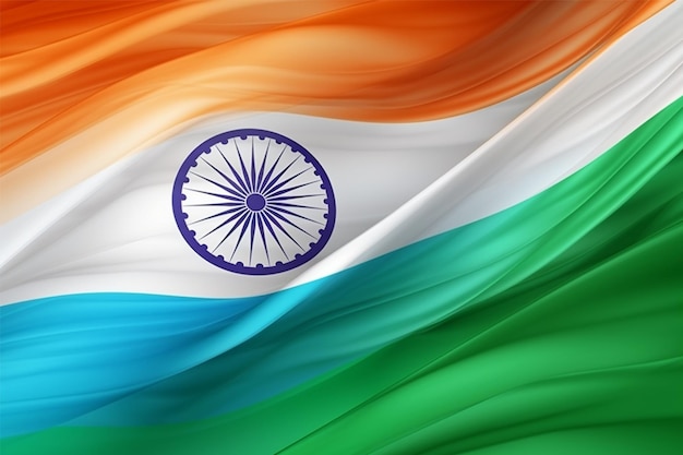 Poste de la fête de l'indépendance avec la roue d'Ashoka et le drapeau de l'Inde