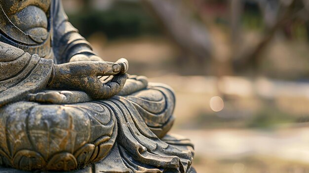 Poste en gros plan Statue de Bouddha serein avec les mains croisées